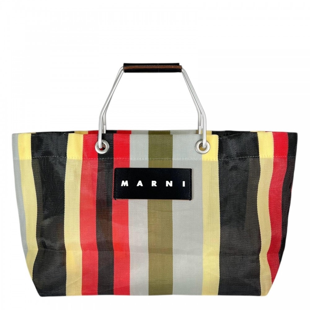 MARNI マルニ ハンドバッグ マルニフラワーカフェ メッシュ マルチカラー シルバー金具 レディース【中古品】