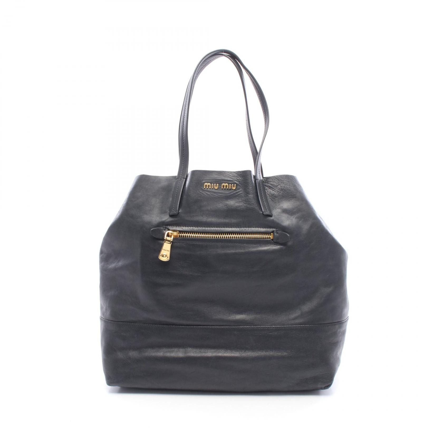 ミュウ ミュウ Miu Miu トートバッグ バッグ レザー レディース ブラック系 【中古】