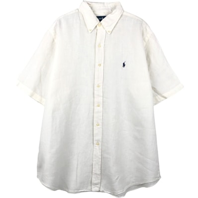 古着 ラルフローレン Ralph Lauren CLASSIC FIT クラシックフィット 半袖 リネン ボタンダウンシャツ メンズXL相当/eaa659117