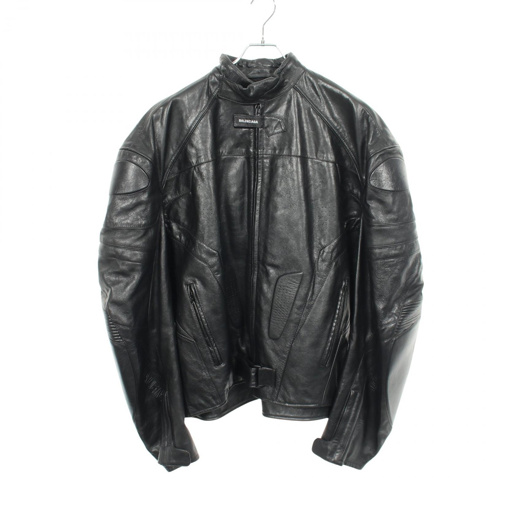 バレンシアガ BALENCIAGA Biker Jacket 革ジャン 衣料品 アウター レザー メンズ ブラック系 744983 【中古】