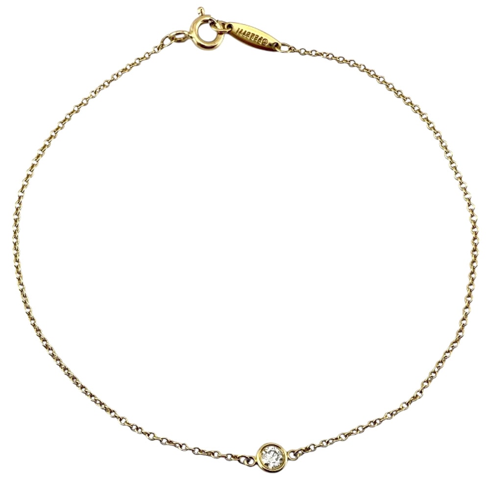 ティファニー バイザヤード 約0.08ct ブレスレット 18金 K18イエローゴールド ダイヤモンド レディース TIFFANY&Co.  中古