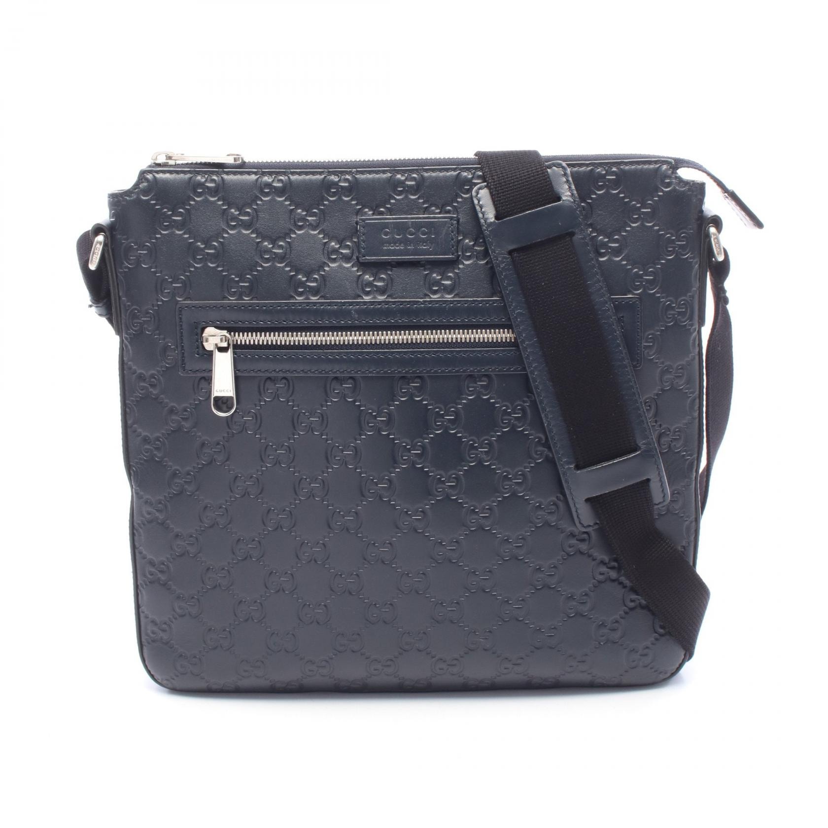 グッチ GUCCI グッチシマ ショルダーバッグ バッグ レザー メンズ レディース ネイビー系 406408 【中古】