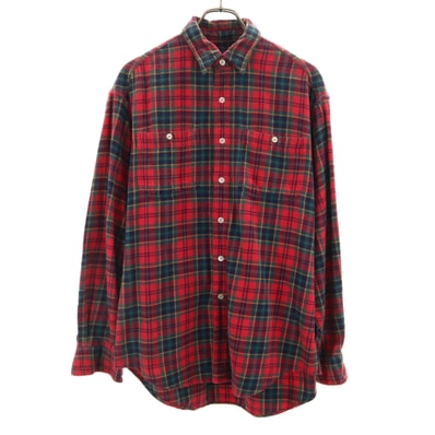 GAP ギャップ 90s オールド 長袖 チェックシャツ M レッド系