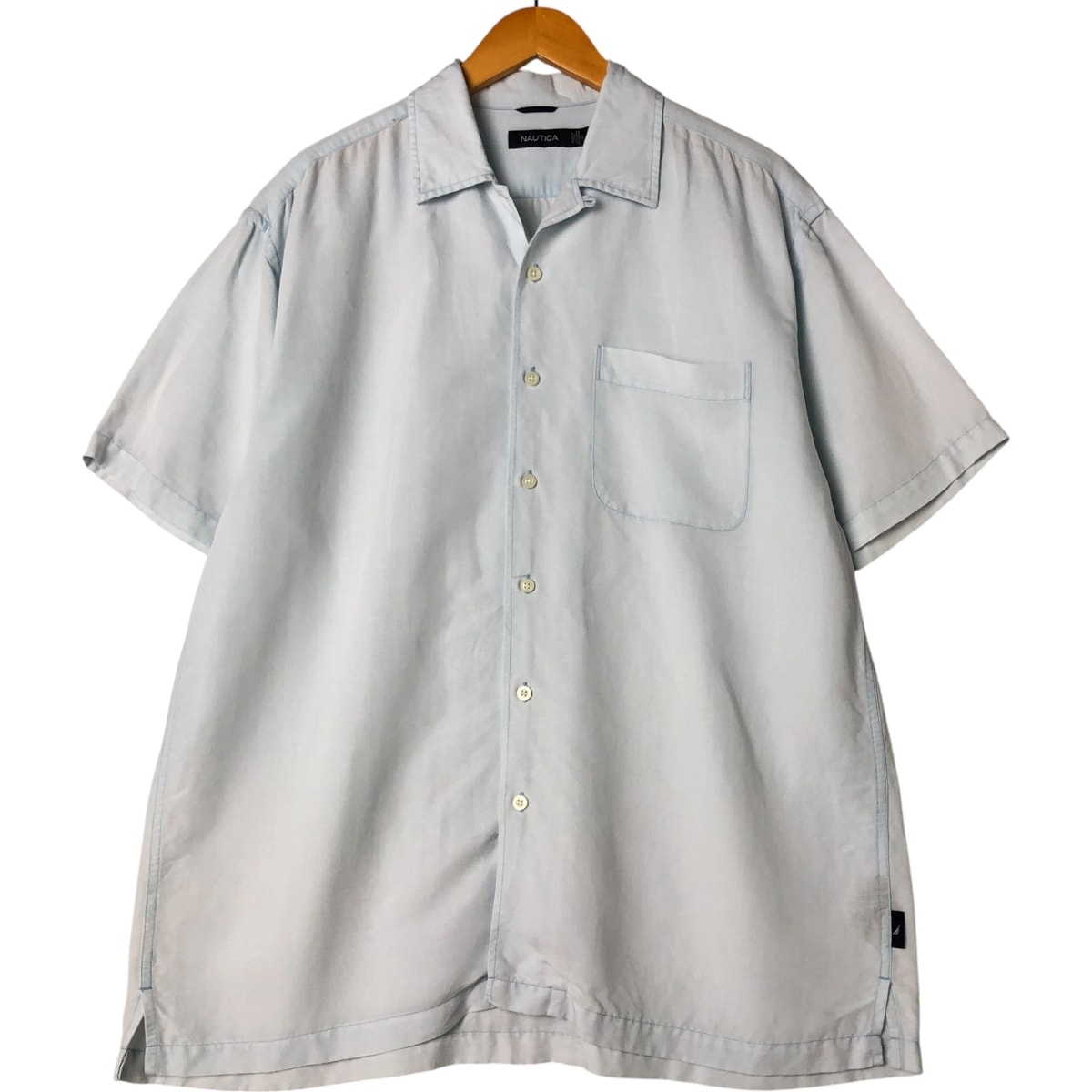 古着 00年代~ ノーティカ NAUTICA リネン×レーヨン 半袖 オープンカラー リネンシャツ ボックスシャツ メンズL相当/eaa553234