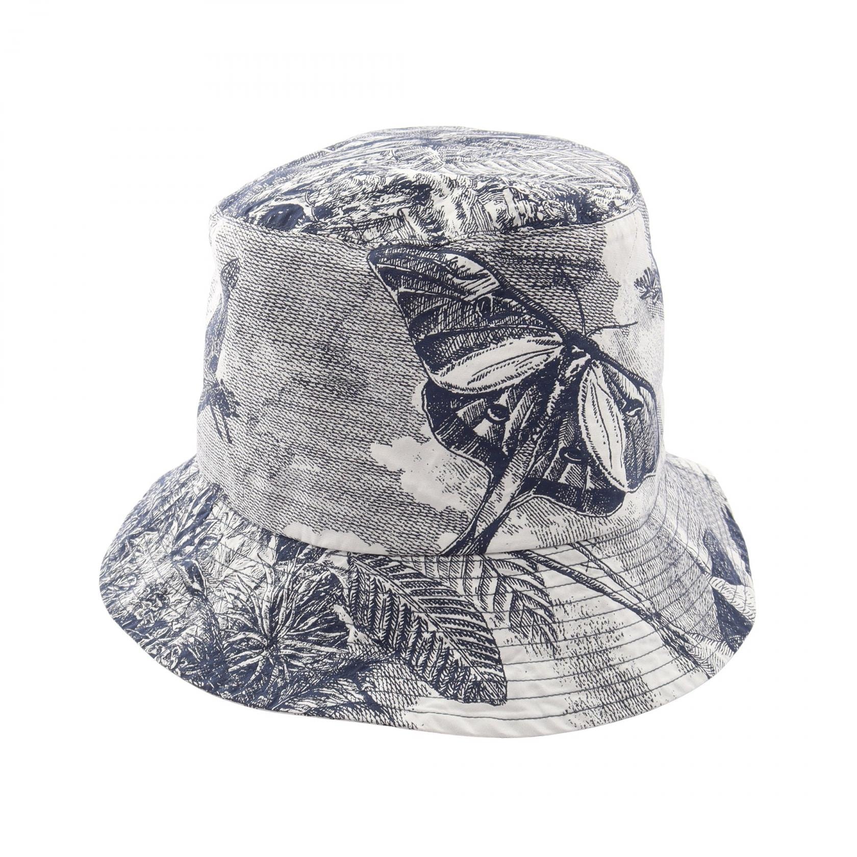 ディオール Dior Toile de Jouy トワル ドゥ ジュイ バケット ハット 帽子 ポリエステル レディース ホワイト系 / ネイビー系 【中古】