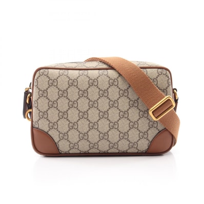 グッチ GUCCI GGエンブレム ショルダーバッグ バッグ PVCコーティングキャンバス レザー レディース ベージュ系 / ブラウン系 821216 【中古】