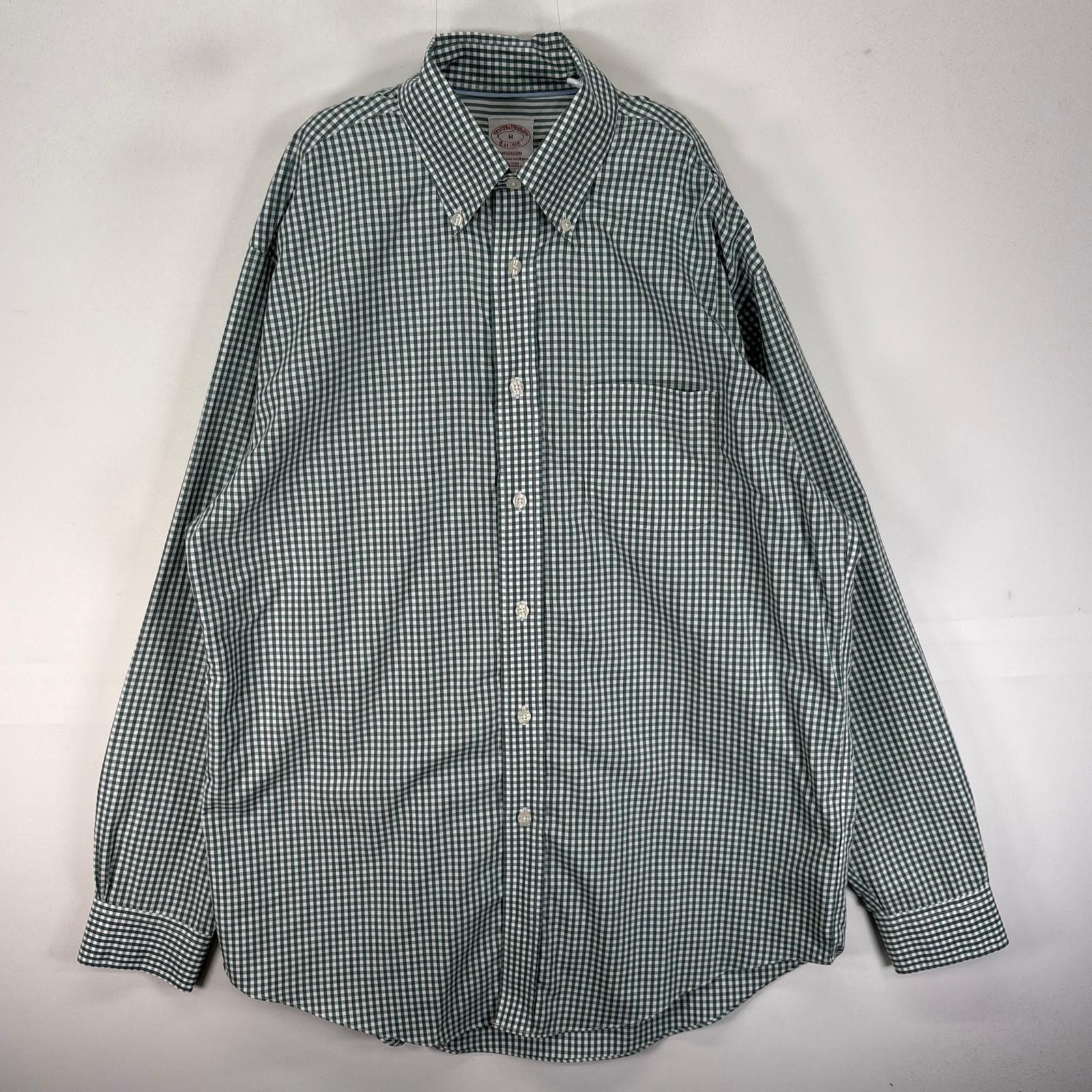 古着 ブルックスブラザーズ Brooks Brothers 長袖シャツ ボタンダウン 胸ポケット MADISON M  グリーン系 チェック メンズ