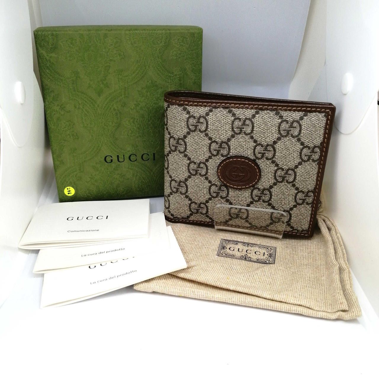 GUCCI GG Supreme Coin Wallet With Interlocking G "Beige/Ebony"