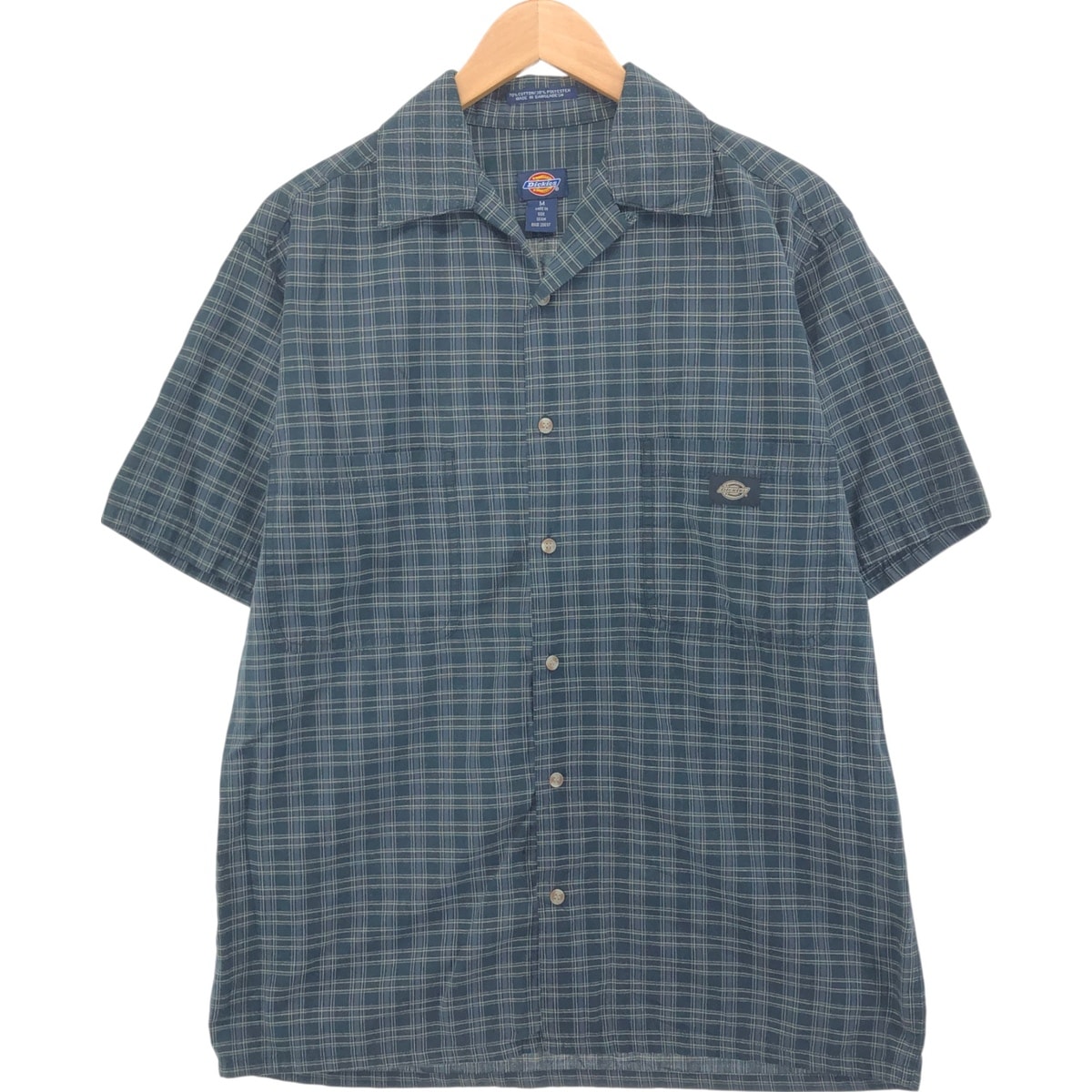 古着 ディッキーズ Dickies チェック柄 オープンカラー 半袖 ワークシャツ ボックスシャツ メンズM相当/eaa552994