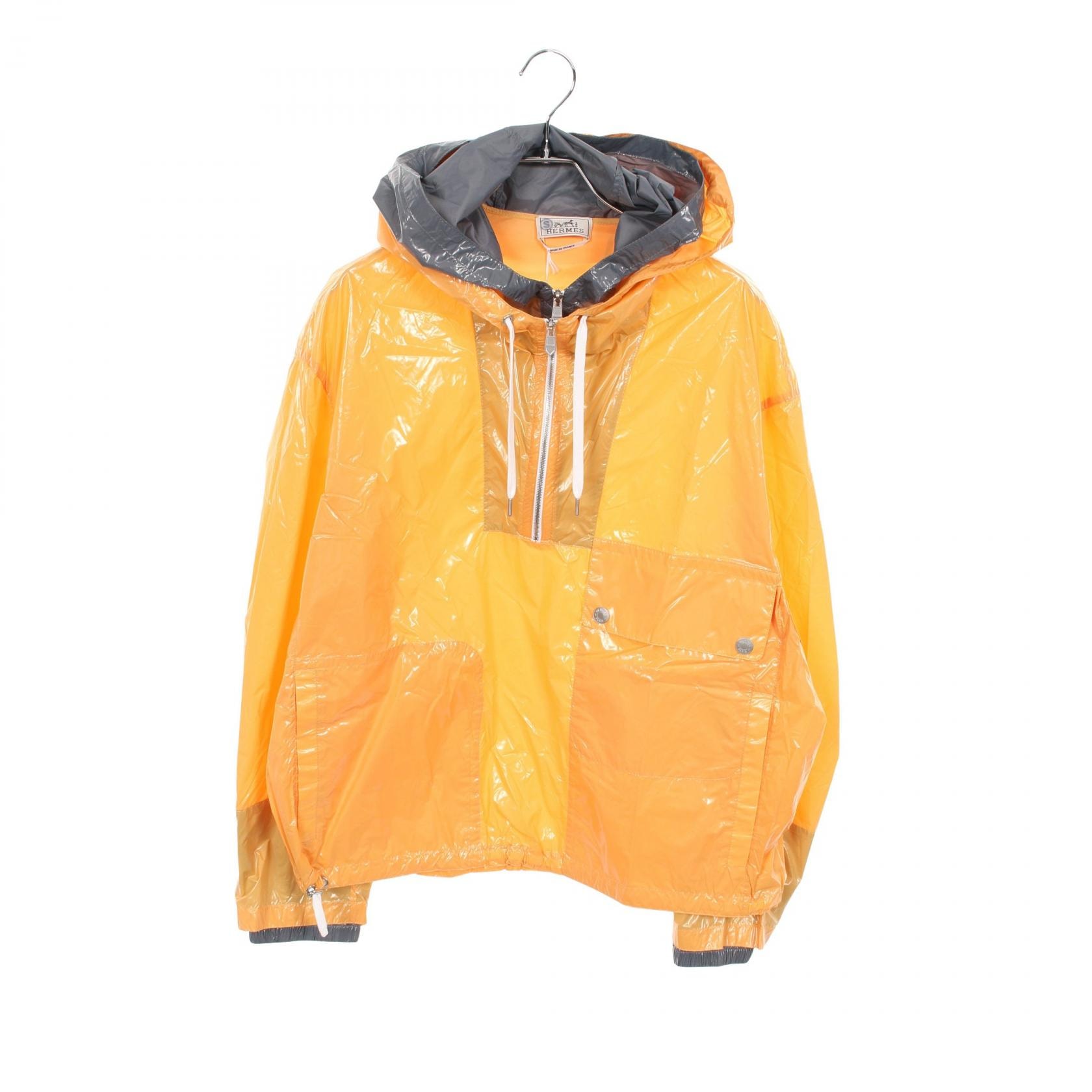 エルメス HERMES セリエボタン アノラック パーカー 衣料品 トップス コットン ポリアミド オレンジ メンズ オレンジ系 / グレー系 【中古】