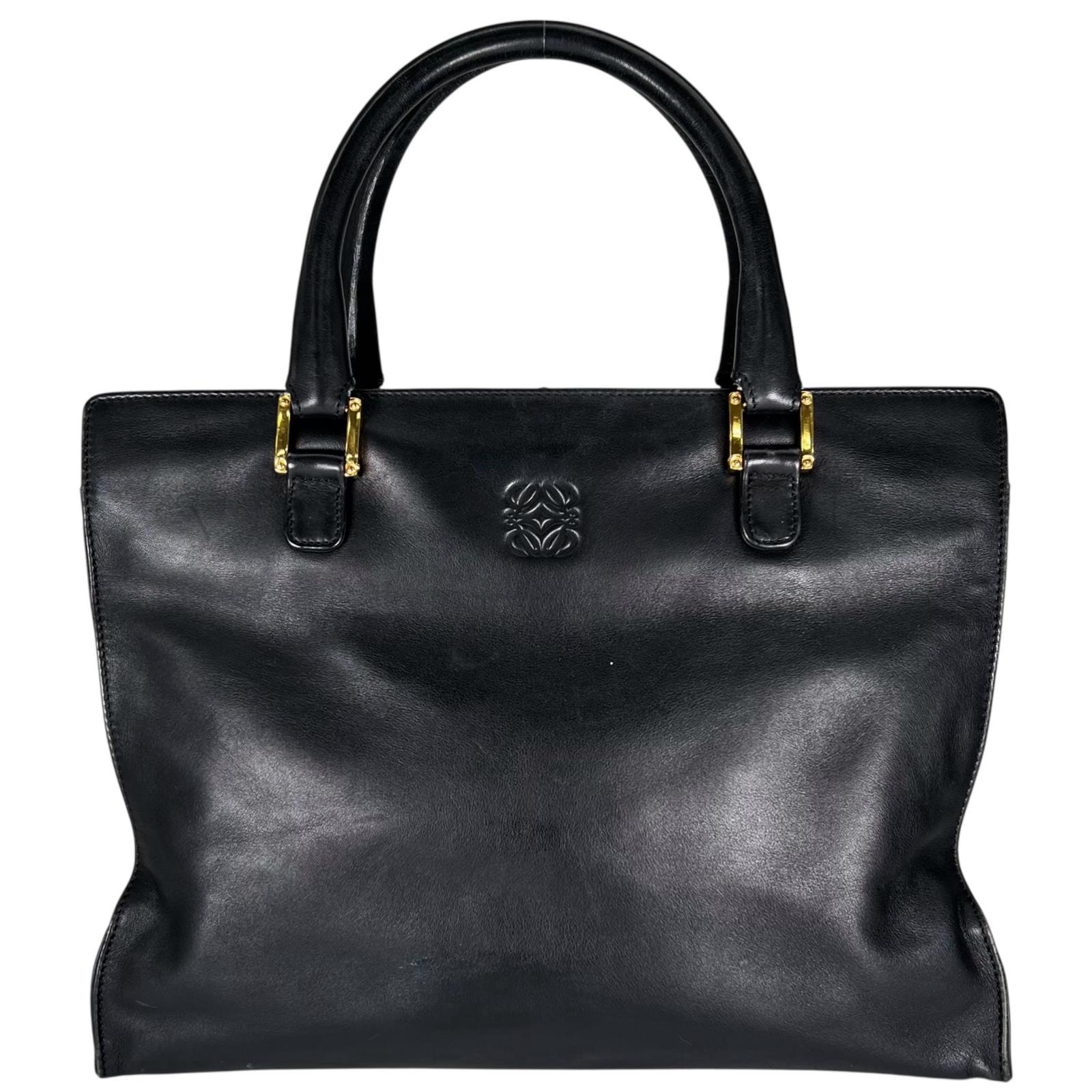 LOEWE ロエベ トートバッグ レザー ブラック レディース【中古】