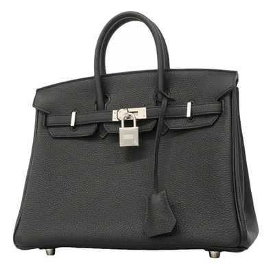 ★SALE【6ge5466-g】エルメス ハンドバッグ バーキン25 トゴ ブラック シルバー金具 K刻印【中古】レディース