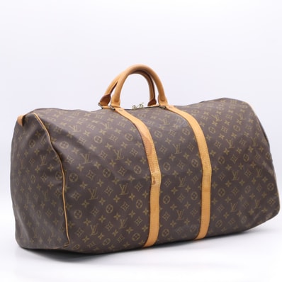 LOUIS VUITTON ルイ・ヴィトン モノグラム キーポル60 M41422 ボストンバッグ ブラウン ベージュ コーティングキャンバス レザー レディース
