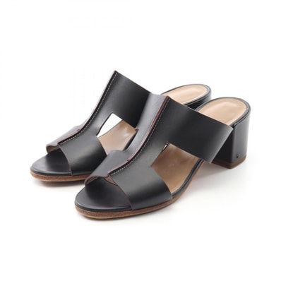 エルメス HERMES オスティア サンダル 靴 レザー レディース ブラック系 171109Z 【中古】