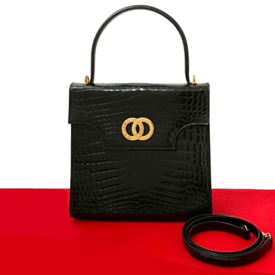 CELINE セリーヌ ダブル サークル ロゴ 金具 レザー ショルダーバッグ ブラック
15208