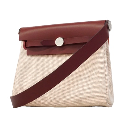 ★SALE【6hd4225】エルメス ショルダーバッグ エールバッグジップミニ トワルアッシュ ルージュアッシュ シルバー金具 G刻印【中古】レディース