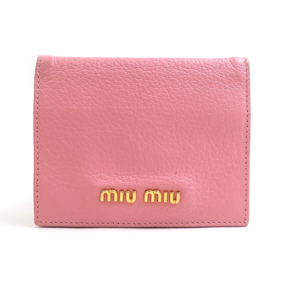 ミュウミュウ MIUMIU カードケース レザー ピンク レディース【中古】 r11242a