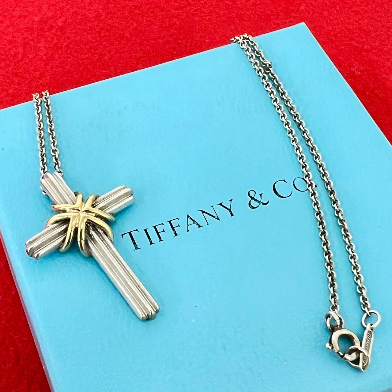 TIFFANY&Co. ティファニー シグネチャー クロス ネックレス シルバー925 K18イエローゴールド ネックレス シルバー
528-2