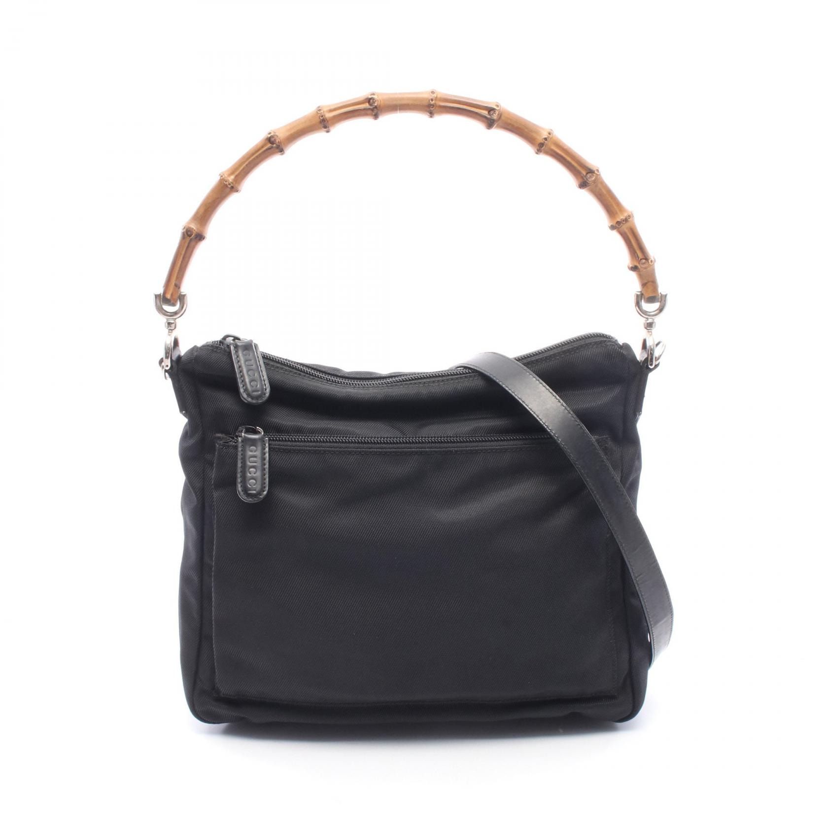 グッチ GUCCI バンブー 2WAY ハンドバッグ バッグ キャンバス レザー レディース ブラック系 2032 【中古】