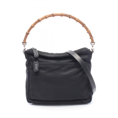 グッチ GUCCI バンブー 2WAY ハンドバッグ バッグ キャンバス レザー レディース ブラック系 2032 【中古】