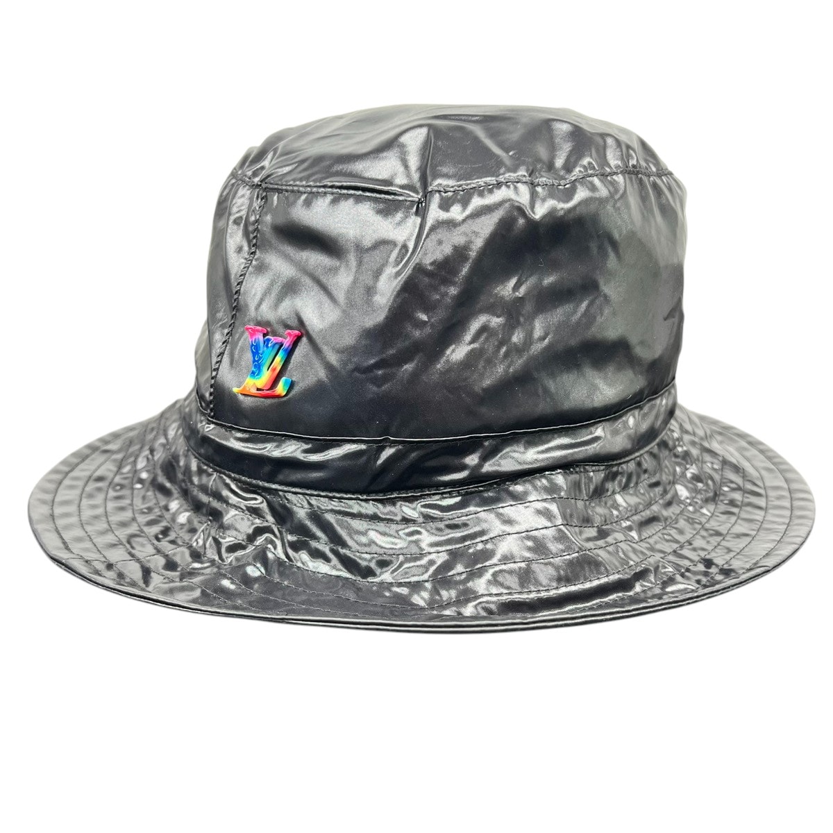 LOUIS VUITTON 極美品 ルイヴィトン ヴァージル アブロー シリーズ ボネ LV2054 MP2877 バケット ハット NX1220 ポリアミド ブラック サイズTU 帽子 ボブハット LV ロゴ ヴィトン Aランク 中古 鑑定済 ヴィトンハット