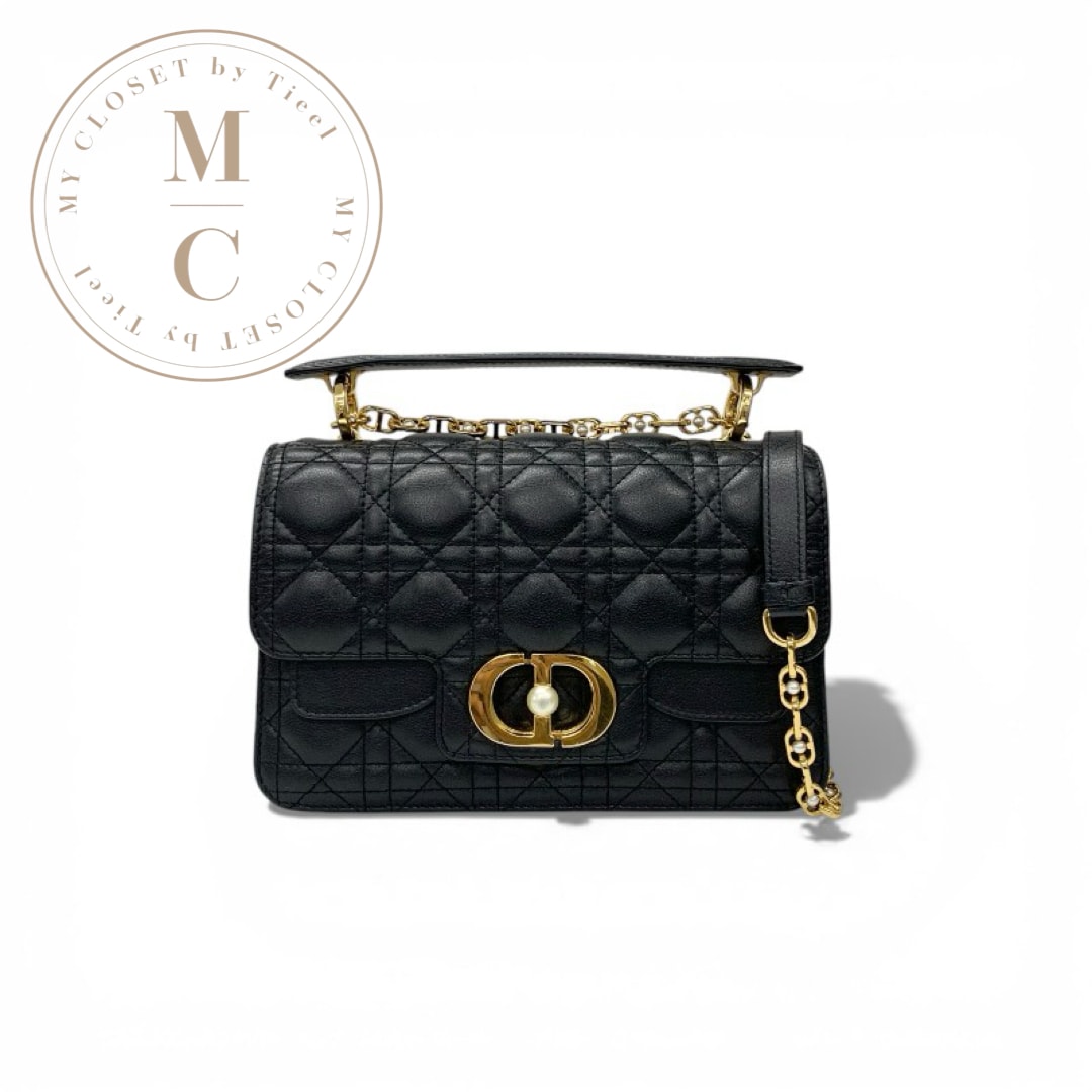 クリスチャンディオール CHRISTIAN DIOR バッグ ショルダーバッグ ブラック ゴールド Dior Jolie チェーン パール カナージュ 2way トップハンドルバック