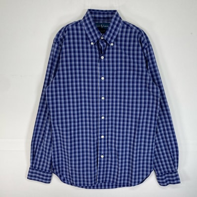 古着 ラルフローレン RALPH LAUREN 長袖シャツ ロゴ 刺繍 チェック ボタンダウン S ブルー系 マルチカラー メンズ