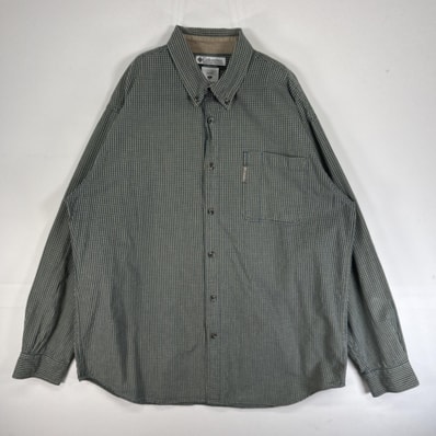 古着 コロンビア Columbia 長袖シャツ ワンポイント ロゴ チェック 大きいサイズ XL ブルー系 マルチカラー メンズ