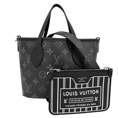 LOUIS VUITTON ルイヴィトン 2WAY モノグラムエクリプス ネヴァーフルインサイドアウトBB ハンドバッグ ショルダーバッグ 肩掛け 斜め掛け リバーシブル M15210 ブラック 黒 シルバー金具 レディース 美品【中古品】