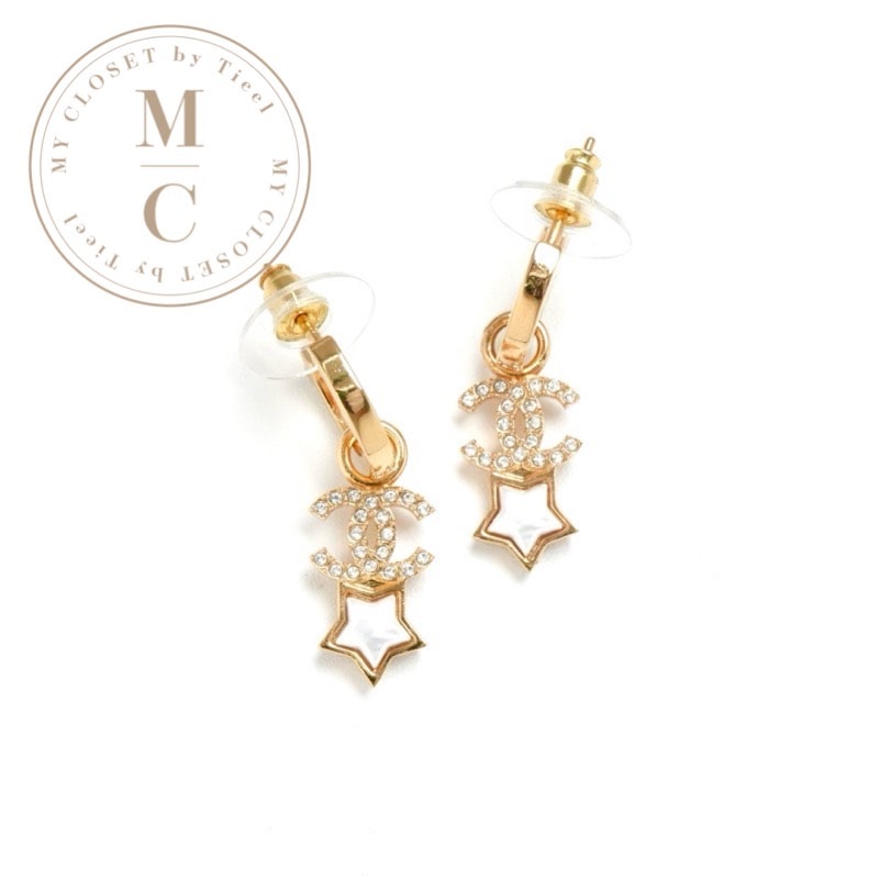 シャネル CHANEL ピアス イヤリング ゴールド ココマーク スター フープ ラインストーン