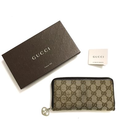 GUCCI GG Canvas Round Long Wallet "Beige/Red"