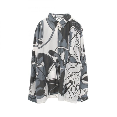 エルメス HERMES Coup de Fouet Remix 長袖 衣料品 トップス シルク コットン シルク ホワイト メンズ ホワイト系 / グレー系 【中古】
