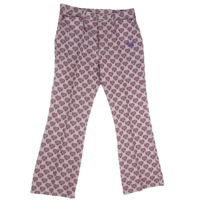 Needles ニードルス パンツ PU268 ハート総柄 トラック パンツ グレー系 L【中古】