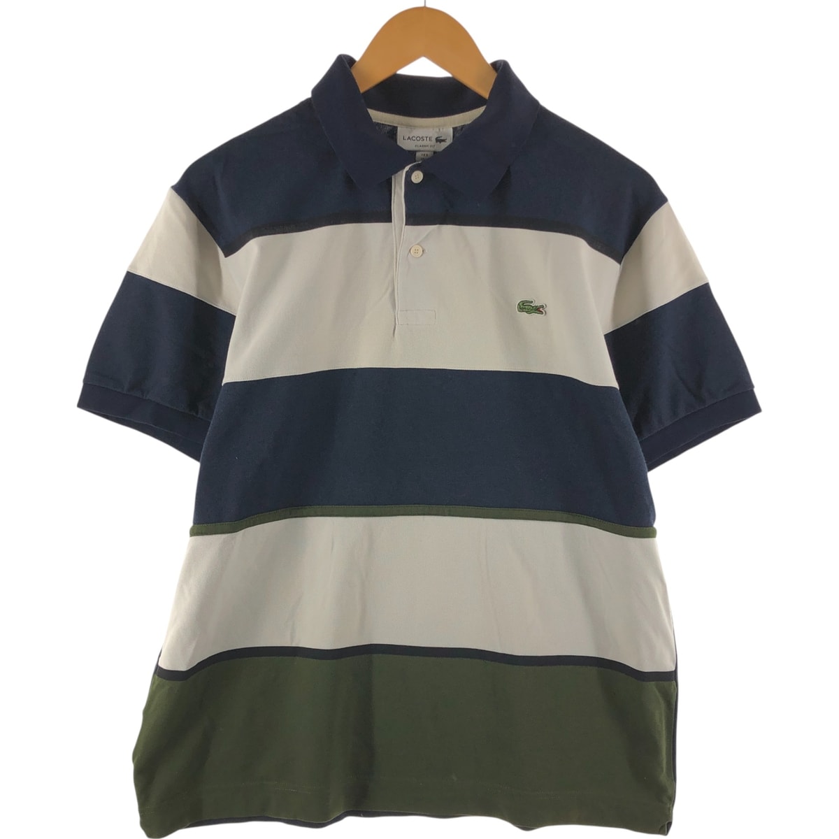 古着 ラコステ LACOSTE CLASSIC FIT 半袖 ボーダー ポロシャツ 5 メンズL相当/eaa535361