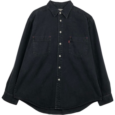 古着 90年代 リーバイス Levi's RED TAB 長袖 ブラックデニムシャツ メンズXL相当 ヴィンテージ/eaa631240