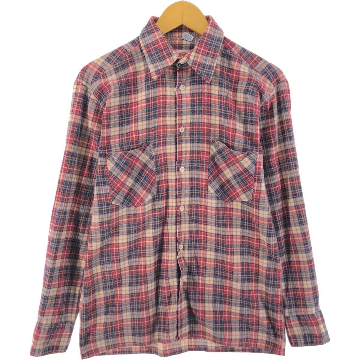 古着 80年代 ディッキーズ Dickies 長袖 ライトネルチェックシャツ メンズM相当 ヴィンテージ/eaa523052