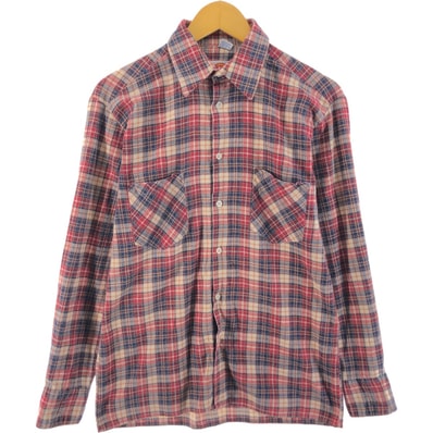 古着 80年代 ディッキーズ Dickies 長袖 ライトネルチェックシャツ メンズM相当 ヴィンテージ/eaa523052