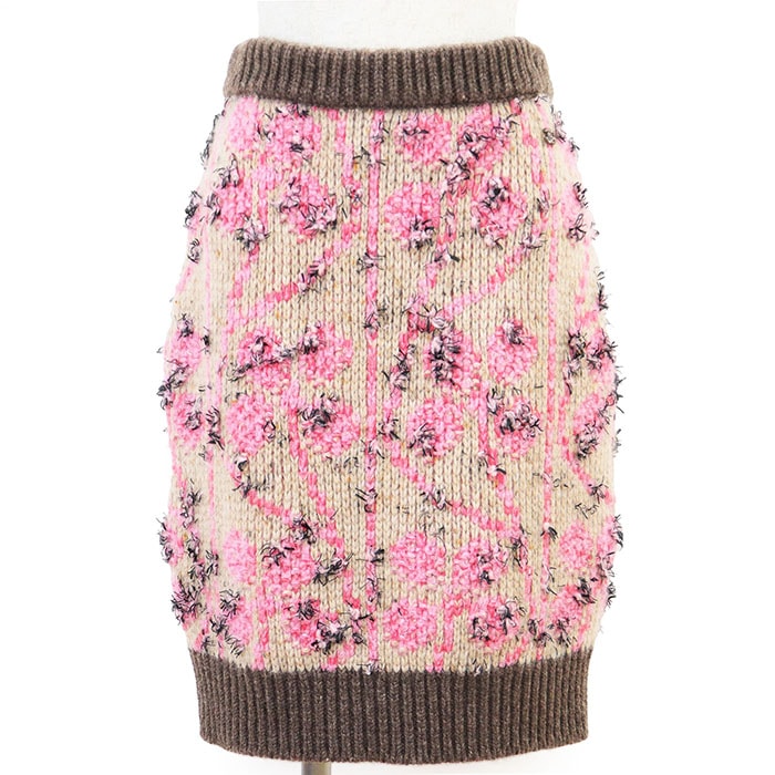 美品 シャネル 2022AW P73897 ニット  スカート レディース ブラウン ピンク ベージュ 38 CHANEL