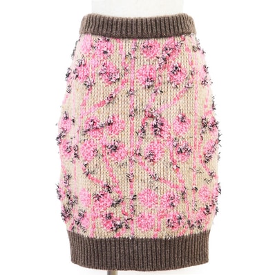 美品 シャネル 2022AW P73897 ニット スカート レディース ブラウン ピンク ベージュ 38 CHANEL