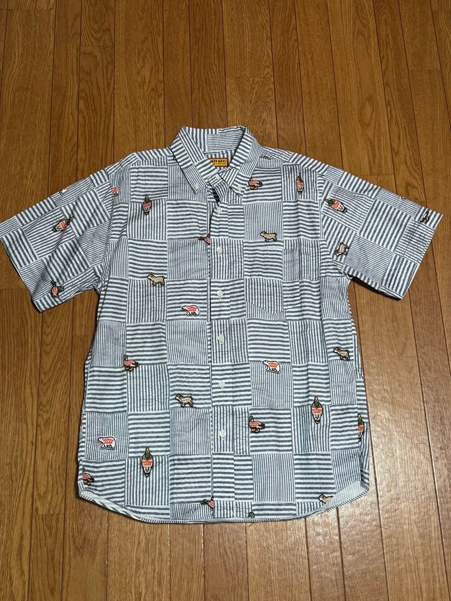 HUMAN MADE Patchwork Printed S/S Shirt "Navy"