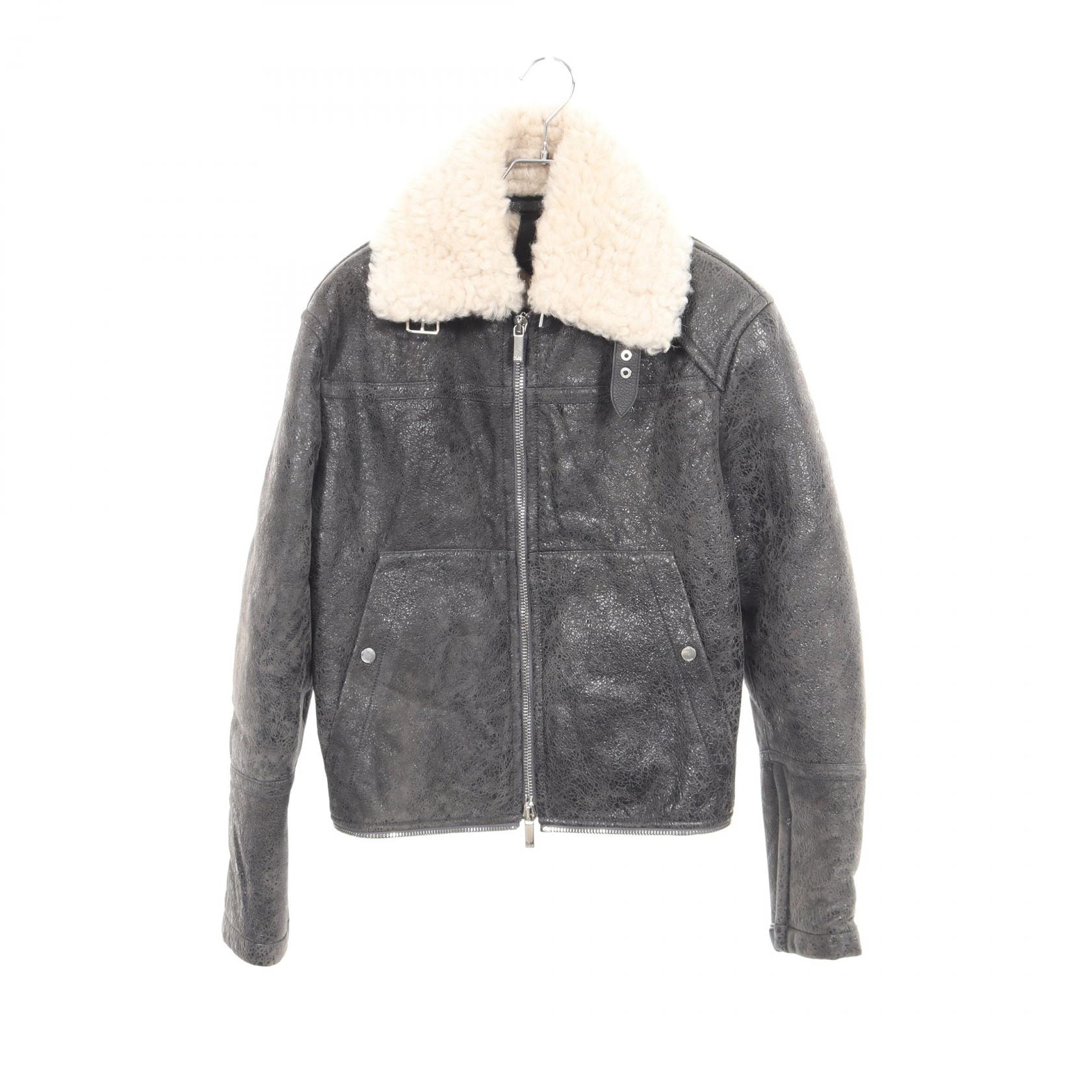ディオール Dior ムートン 革ジャン 衣料品 アウター ラムレザー メンズ グレー系 【中古】