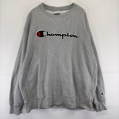 古着 チャンピオン Champion スウェット リバースウィーブ 大きいサイズ ワッペン スウェット クルーネック 2XL グレー メンズ