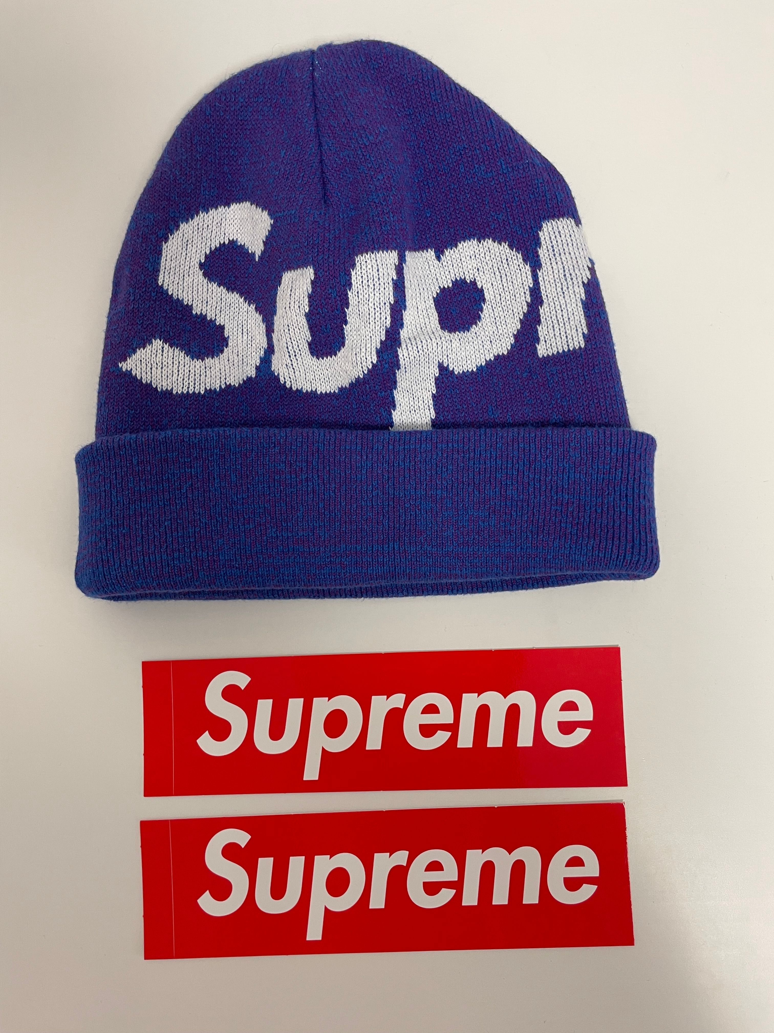 Supreme Big Logo Beanie "Blue Static"