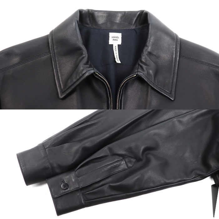 C (やや傷や汚れあり)】HERMES エルメス トレンチコート ブラック 38