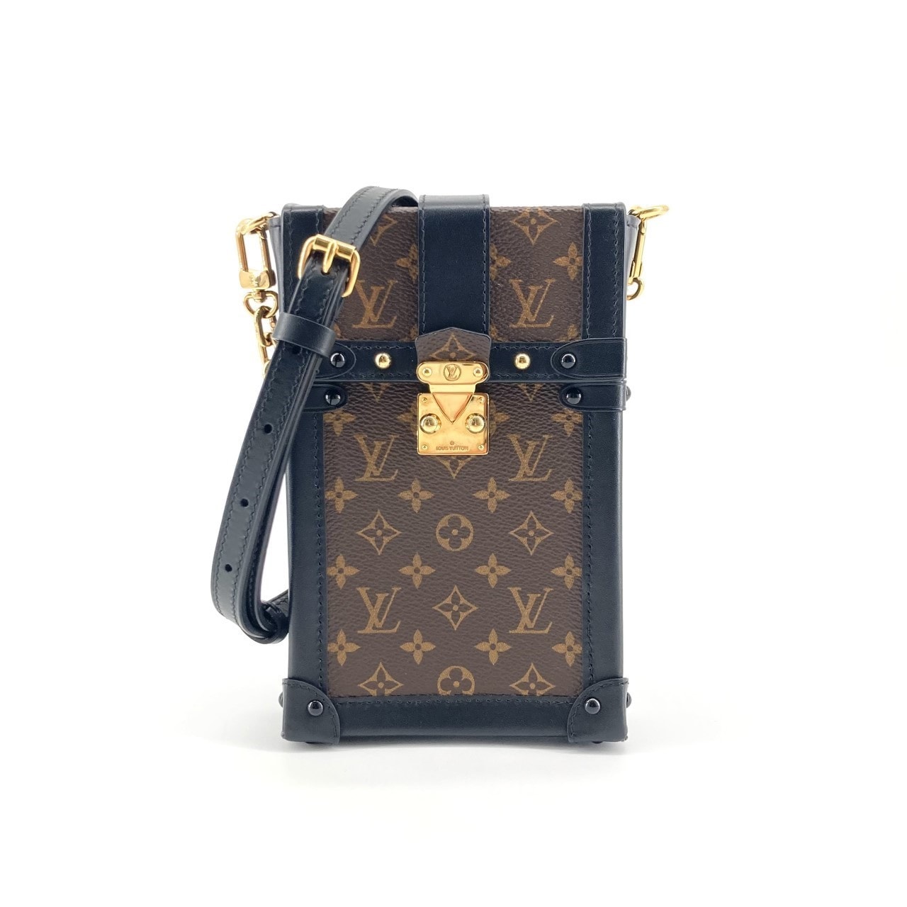 LOUIS VUITTON(ルイ・ヴィトン) ポシェット トランク ヴェルティカル レザー ゴールド金具 モノグラム M63913 ショルダーバッグ ブラウン×ブラック