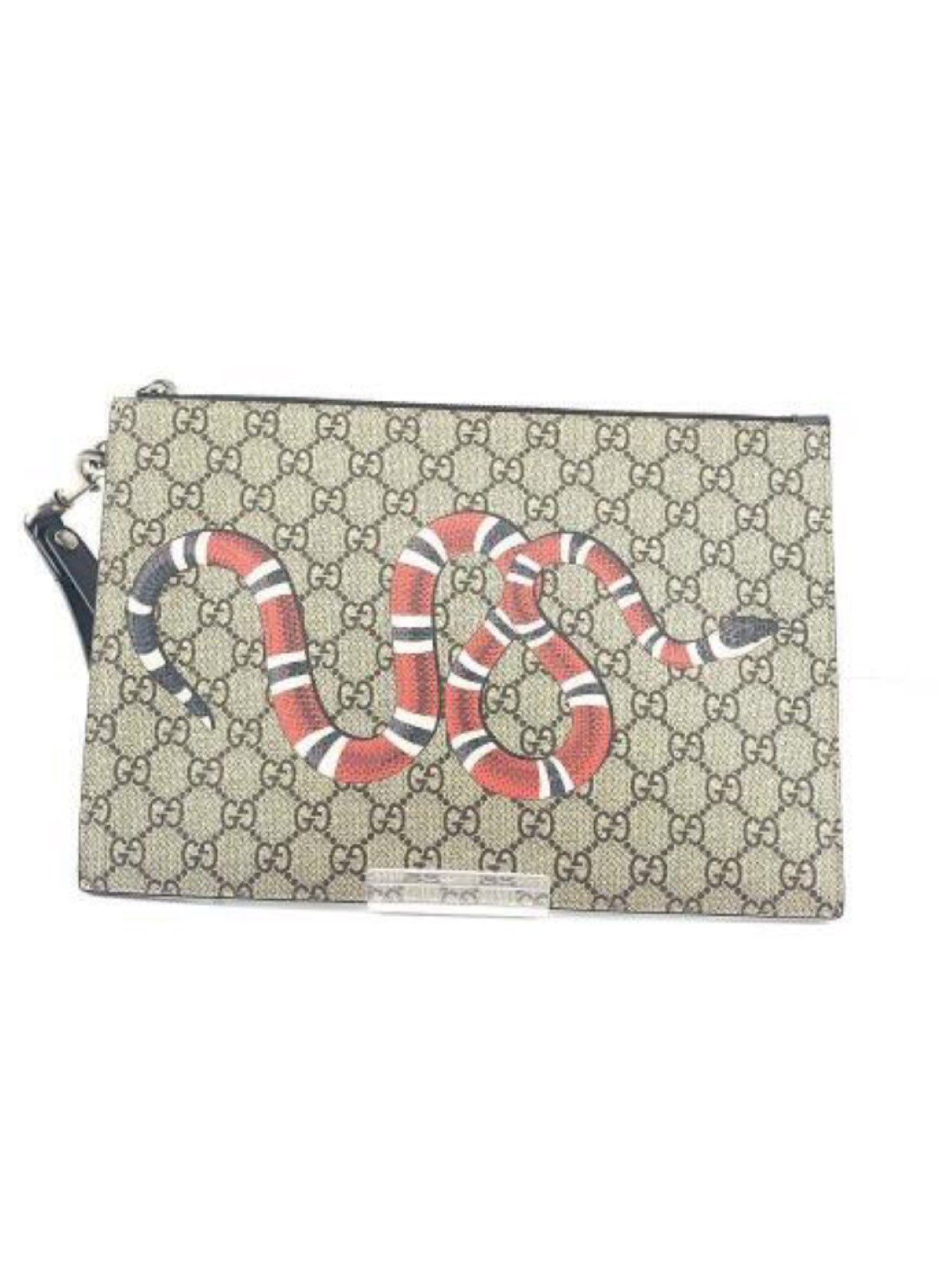 GUCCI Bestiary Pouch With Kingsnake "Beige/Ebony"