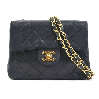 シャネル CHANEL ショルダーバッグ ラムスキン ブラック ゴールド レディース【中古】 90143a