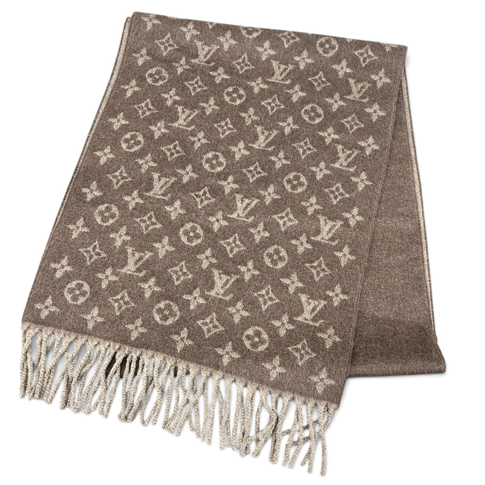 LOUIS VUITTON 極美品 ルイヴィトン エシャルプ モノグラム グラディエント マフラー M70258 カシミヤ ウール GT1127 ヘーゼルナッツ ブラウン ストール 箱付き プレゼント ギフト LV Aランク 中古 鑑定済 ヴィトンマフラー