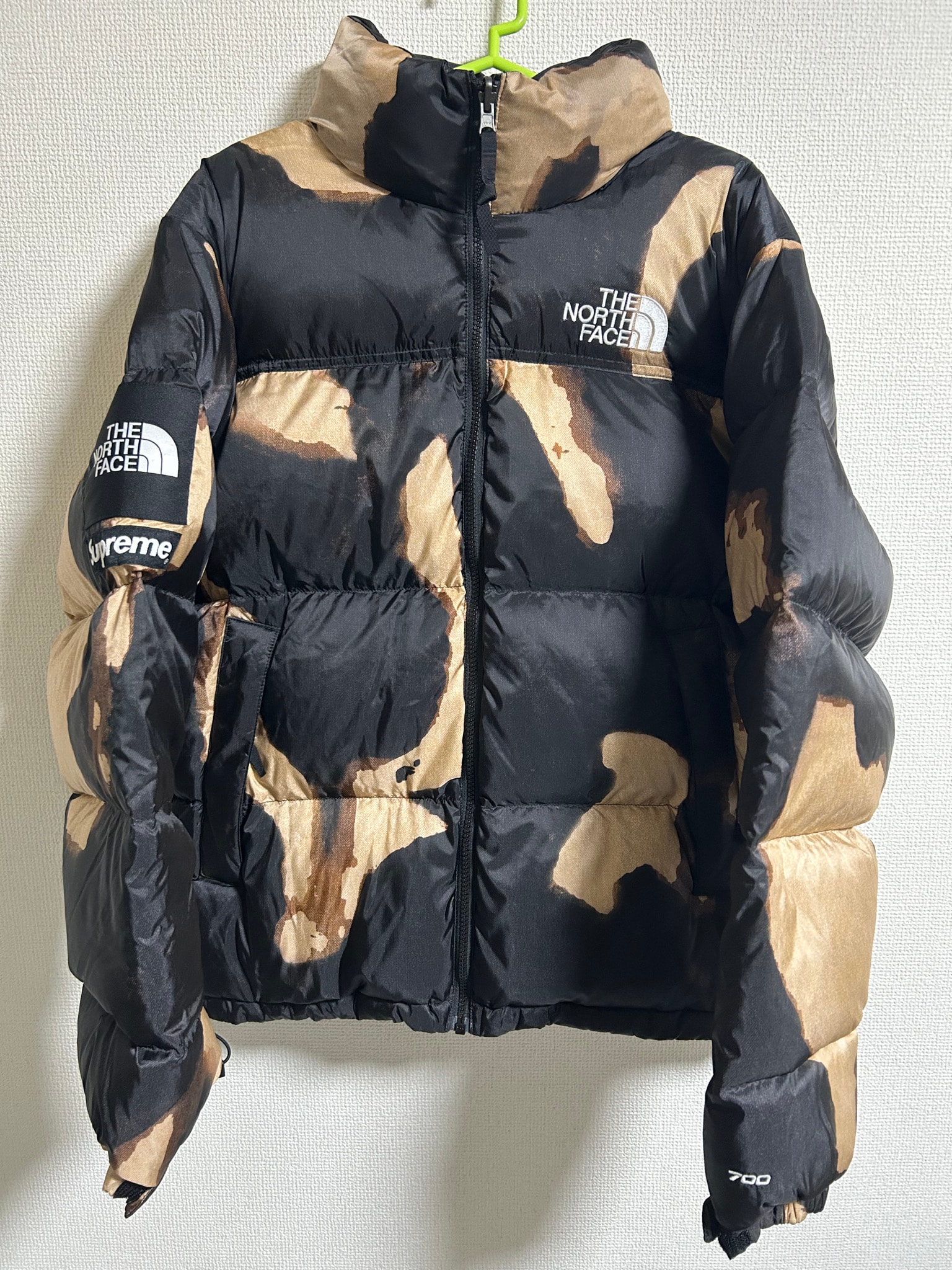 Supreme x The North Face Bleached Denim Print Nuptse Jacket "Black"
