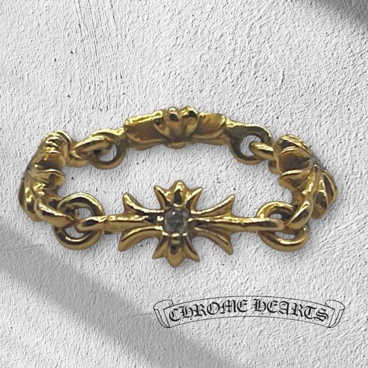 Chrome Hearts クロムハーツ タイニーECHプラス リング 指輪 K22 イエローゴールド ダイヤ 9.5号 ★インボイス付★★美品★